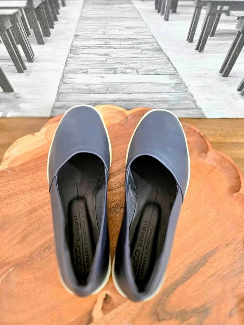 NEW ECCO Simpil Navy Blue Leather Slip-On Sneaker Loafers Sz 39 US 8-8.5